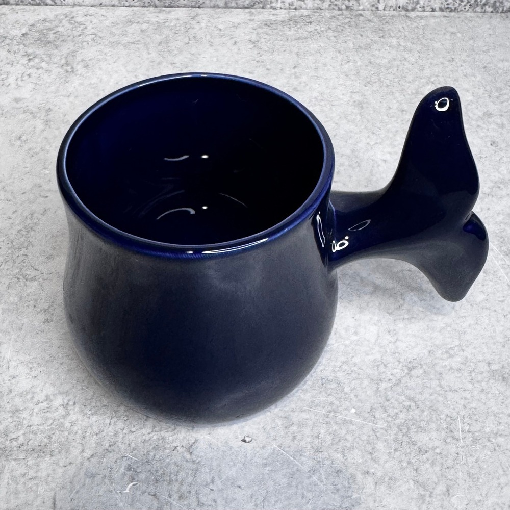 Dennis East International DEI Navy Blue Whale Tail Handle Ceramic Coffee Mug - Picture 3 of 8